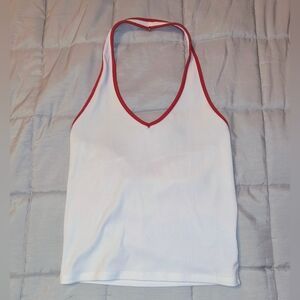 American Eagle White and Red Women's Halter Top